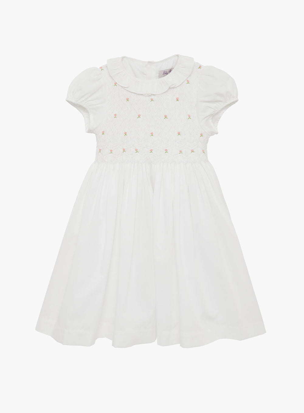 Lily Rose Dress Willow Rose Hand Smocked Dress in White