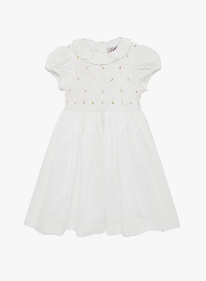 Lily Rose Dress Willow Rose Hand Smocked Dress in White