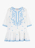 Lily Rose Kaftan Embroidered Kaftan in White/Blue