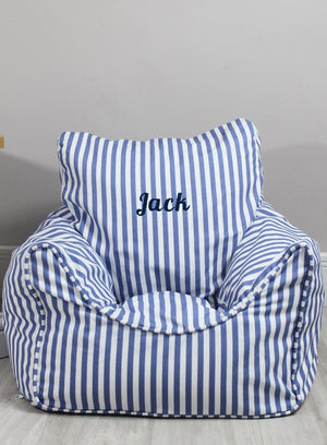 Lime Tree London Personalised Product Personalised Children's Bean Bag Chair in Blue Stripe