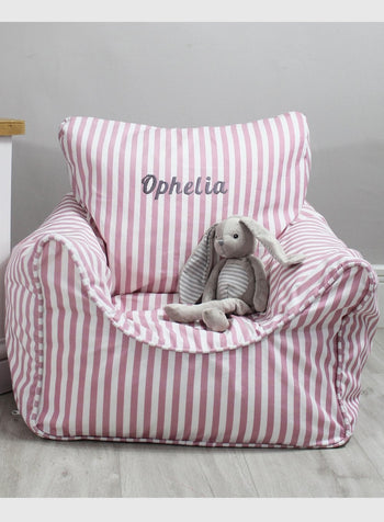 Lime Tree London Personalised Product Personalised Children's Bean Bag Chair in Pink Stripe - Trotters Childrenswear