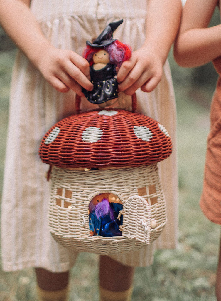 Olli Ella Rattan Mushroom Basket Trotters Childrenswear