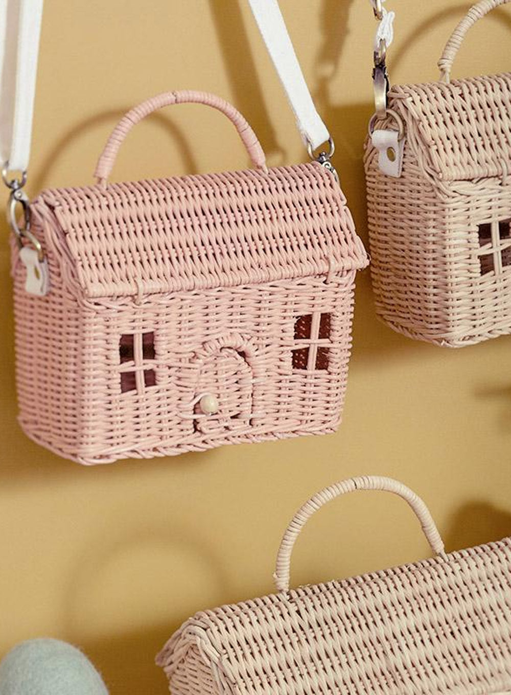 Olli Ella Rattan Casa Bag in Rose Trotters London