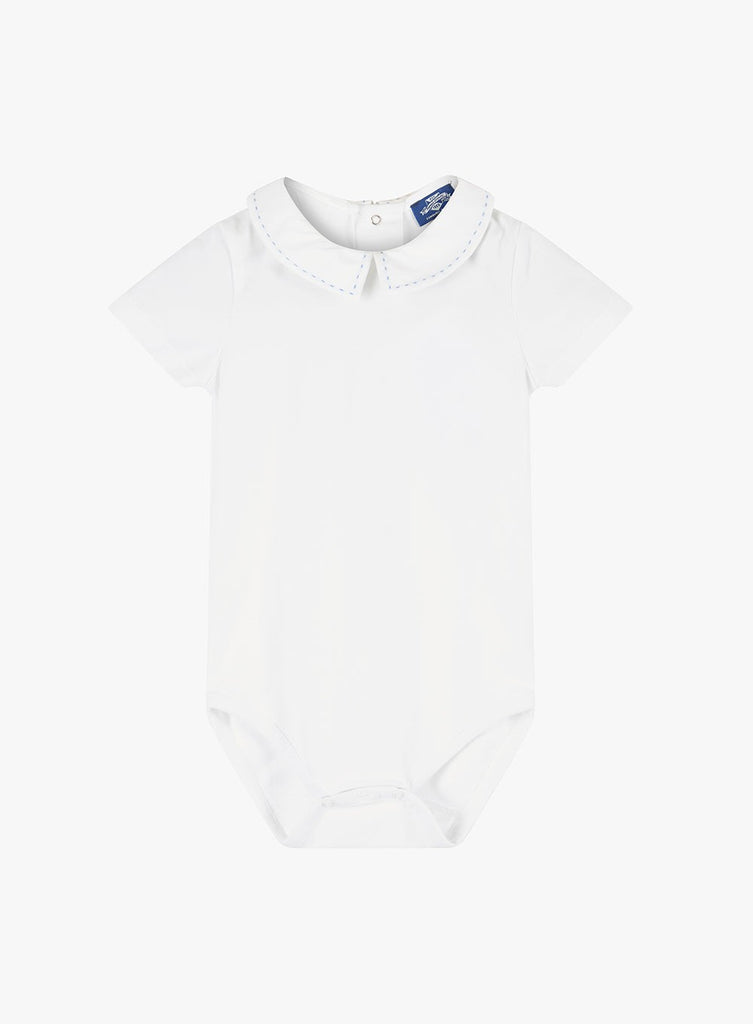 Thomas Brown Body Little Short-Sleeved Monty Stitch Body in White/Pale Blue