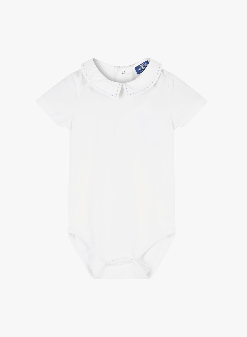 Thomas Brown Body Little Short-Sleeved Monty Stitch Body in White/Pale Blue