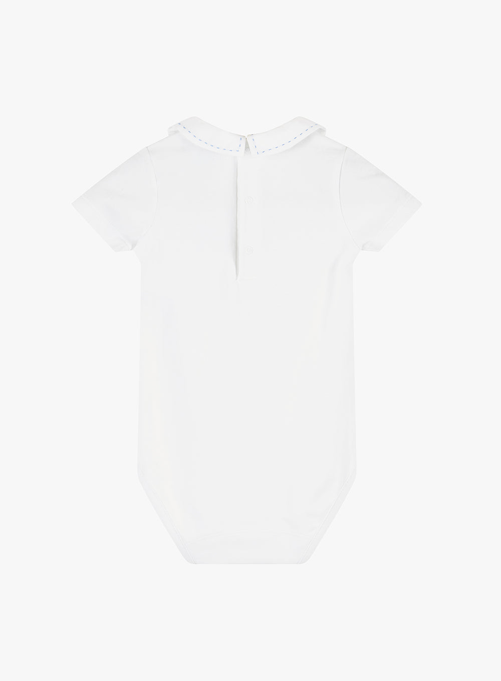 Thomas Brown Body Little Short-Sleeved Monty Stitch Body in White/Pale Blue