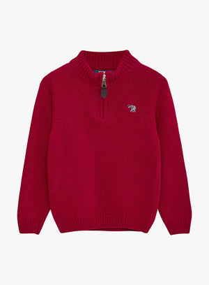Thomas Brown Jumper Calum Half-Zip Jumper in Red