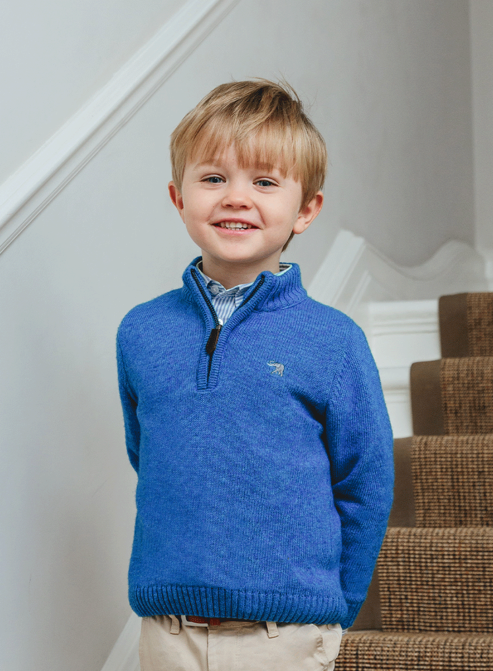 Thomas Brown Jumper Calum Half-Zip Jumper in Sky Blue