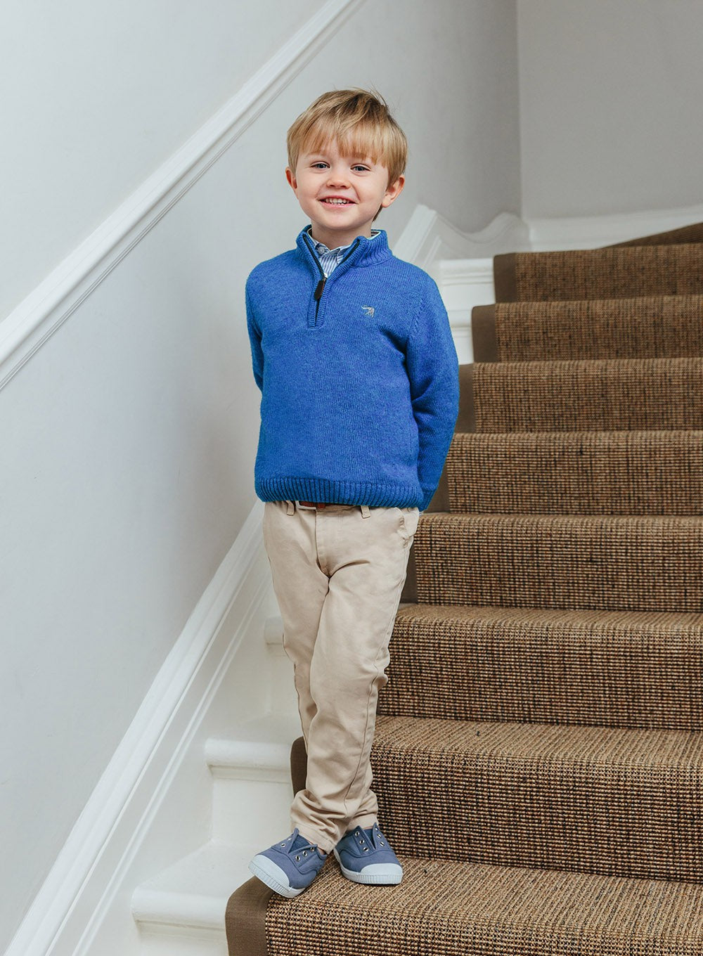 Thomas Brown Jumper Calum Half-Zip Jumper in Sky Blue