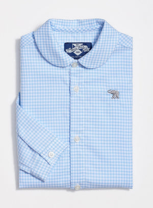 Thomas Brown Shirt Little Peter Shirt in Pale Blue Gingham