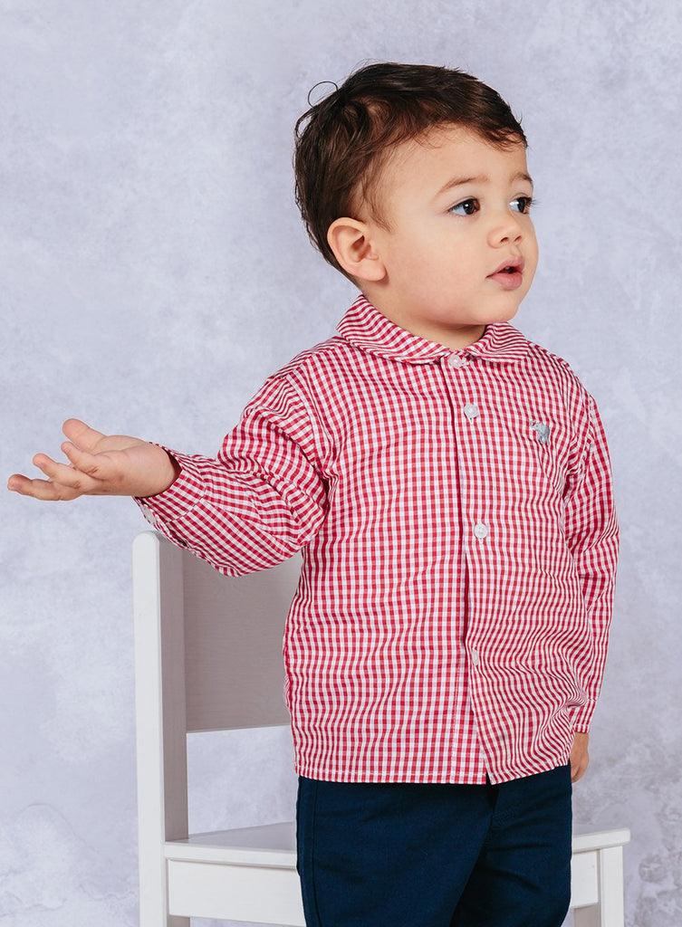 Thomas Brown Shirt Little Peter Shirt in Red Gingham