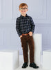 Thomas Brown Shirt Oliver Shirt in Navy Mustard Check