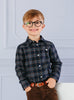 Thomas Brown Shirt Oliver Shirt in Navy Mustard Check