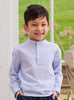 Thomas Brown Shirt Oscar Shirt in Pale Blue Stripe