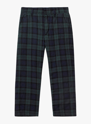 Thomas Brown Trousers Donald Trousers in Navy Tartan - Trotters Childrenswear