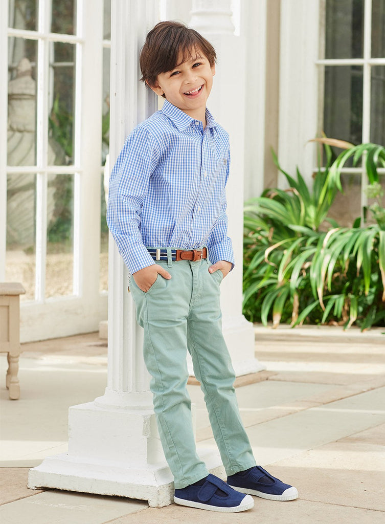 Boys Jacob Trousers in Sage Green | Trotters London