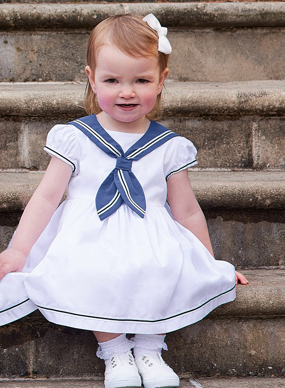 Trotters Heritage Baby Philippa Sailor Dress White Trotters London