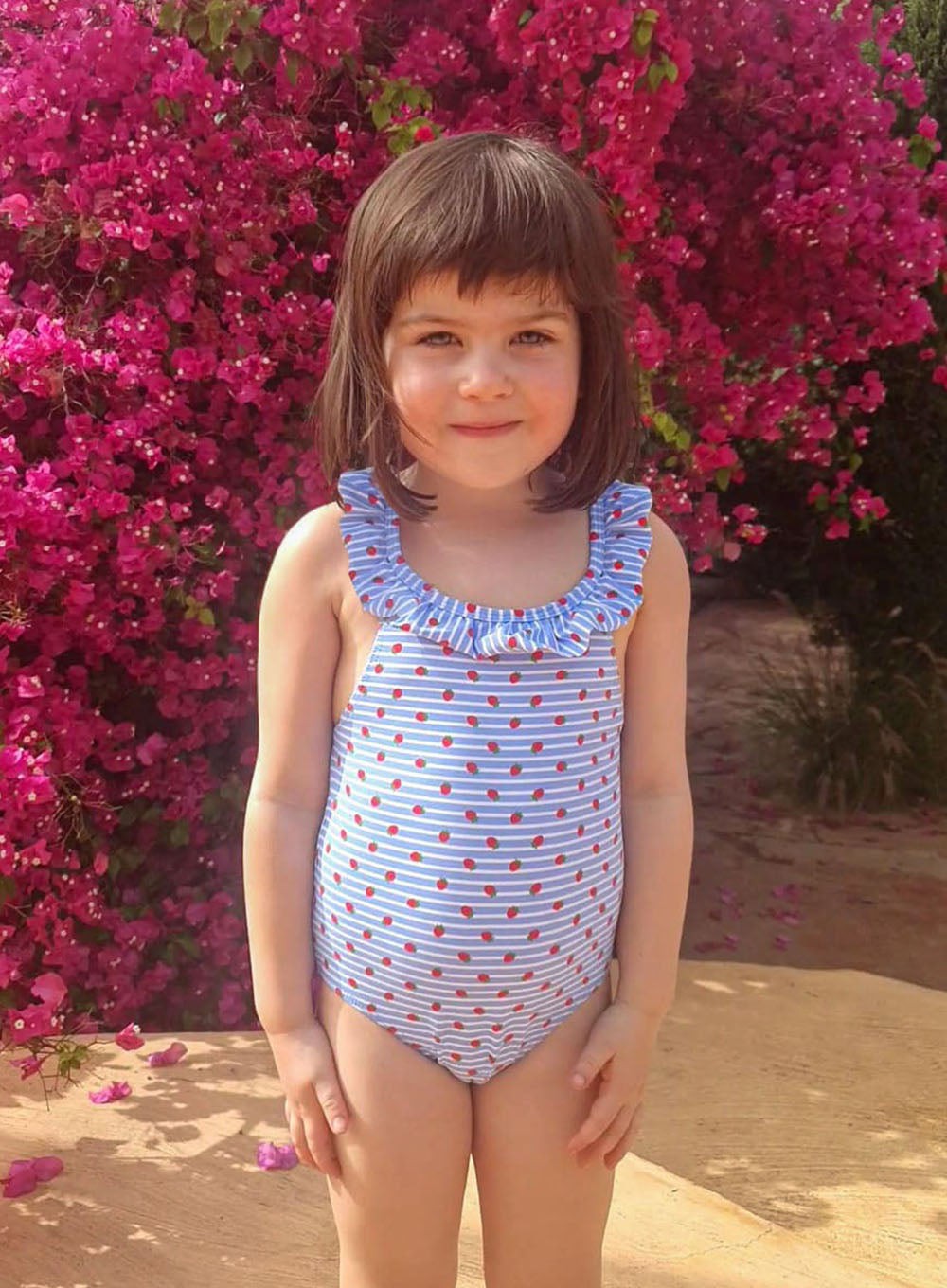 Frill Swimsuit in Strawberry Print Trotters Childrenswear