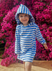 Trotters Swim Towel Towelling Hoody in Blue Stripe