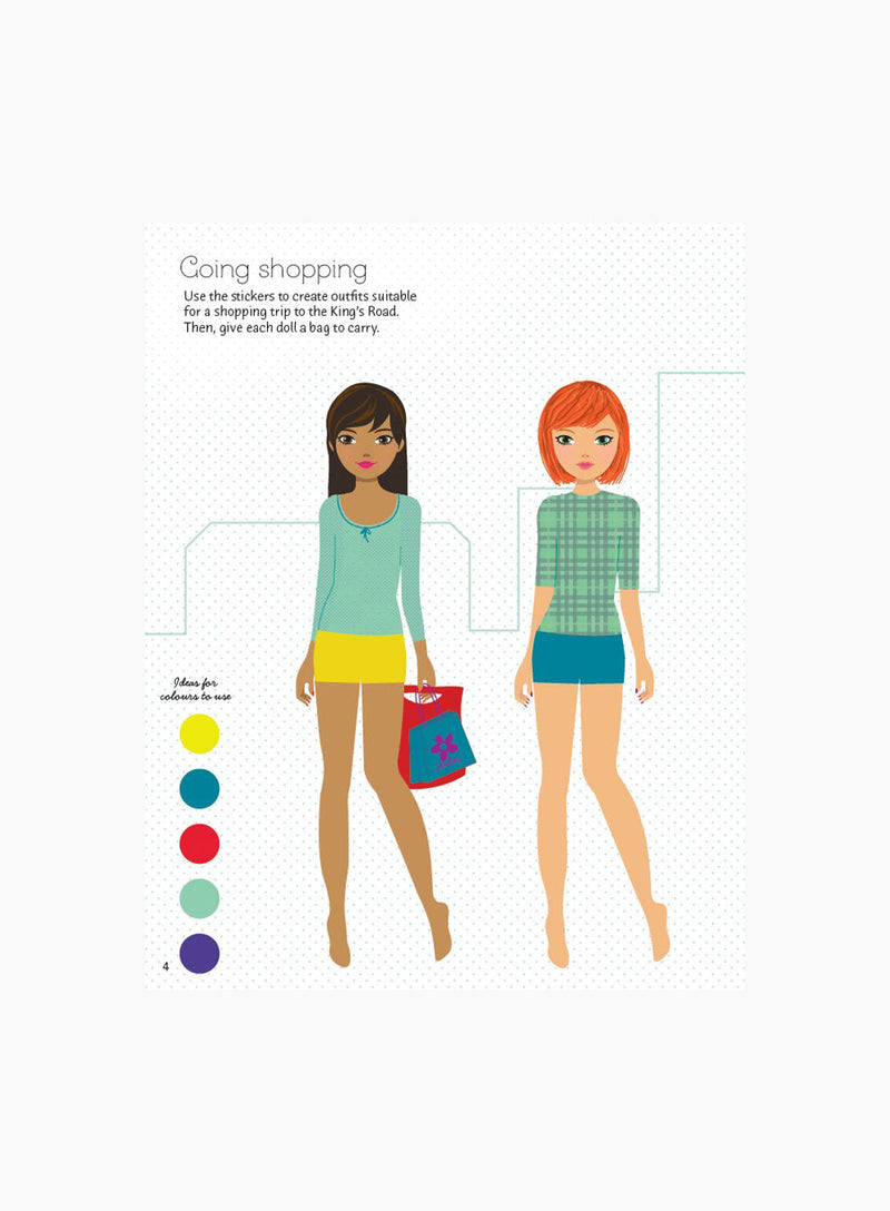 Usborne's Dolly Dressing Fashion Designer London Sticker Book | Trotters Childrenswear Usborne's Dolly Dressing Fashion Designer London Sticker Book | Trotters Childrenswear